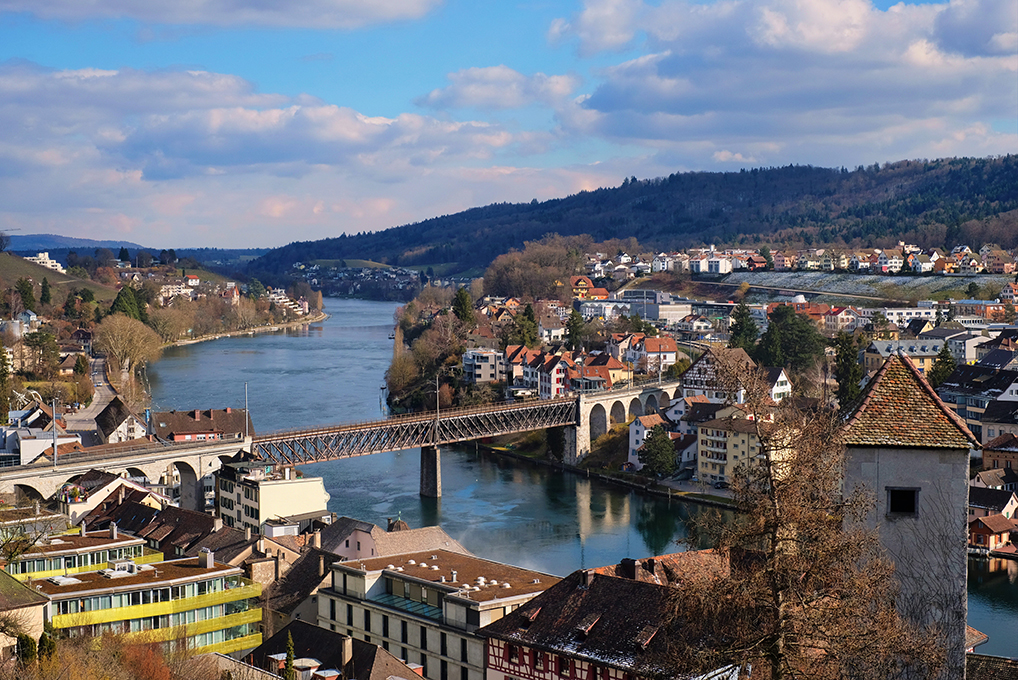 Schaffhausen city and Rhein river